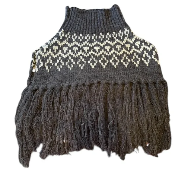 Anthropologie Scarf Womens Fringed Turtleneck Collar Boho Southwest Cowgirl Fall - Picture 6 of 13